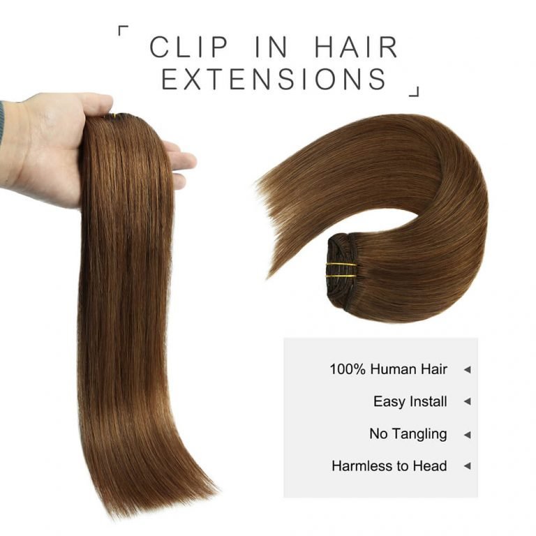 Clip-in Hair Extensions 18 & 20 Inch Chestnut 100% Remy Human Hair Extensions - SMOKKIN