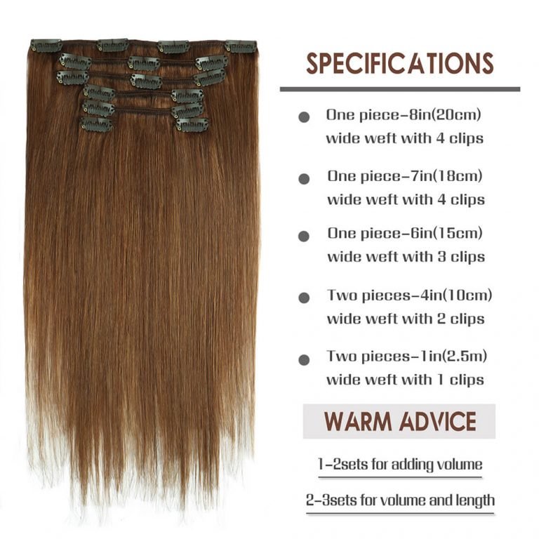 Clip-in Hair Extensions 18 & 20 Inch Chestnut 100% Remy Human Hair Extensions - SMOKKIN