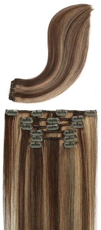 Clip-in Hair Extensions 18 & 20 Inch Chocolate 100% Remy Human Hair Extensions - SMOKKIN