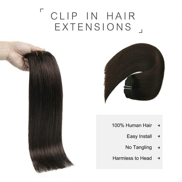 Clip-in Hair Extensions 18 & 20 Inch Dark Brown 100% Remy Human Hair Extensions - SMOKKIN