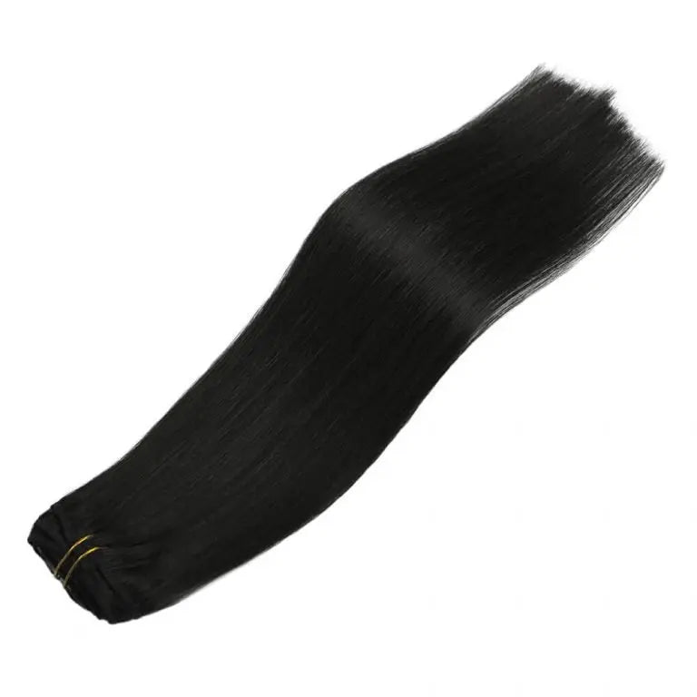 Clip-in Hair Extensions 18 & 20 Inch Jet Black 100% Remy Human Hair Extensions - SMOKKIN