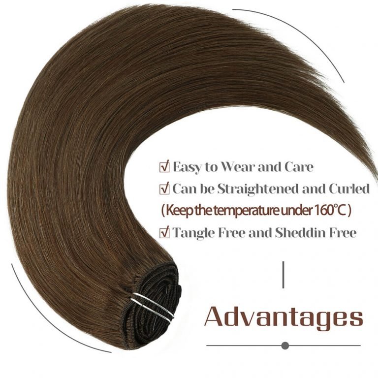 Clip-in Hair Extensions 18 & 20 Inch Medium Brown 100% Remy Human Hair Extensions - SMOKKIN