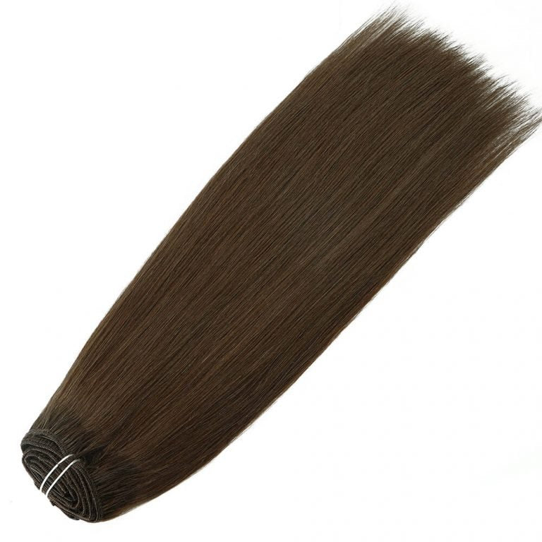 Clip-in Hair Extensions 18 & 20 Inch Medium Brown 100% Remy Human Hair Extensions - SMOKKIN