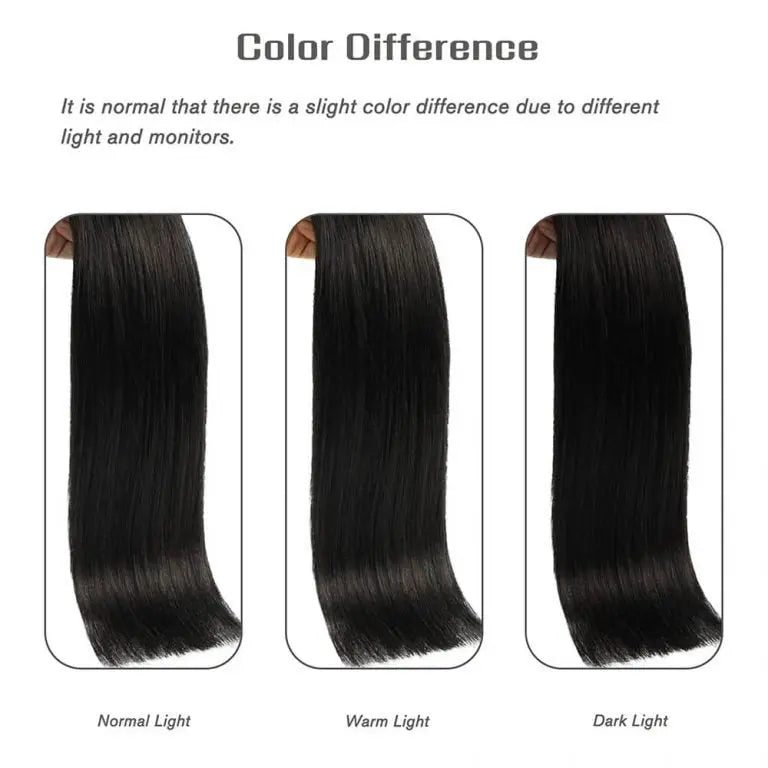 Clip-in Hair Extensions 18 & 20 Inch Natural Black 100% Remy Human Hair Extensions - SMOKKIN